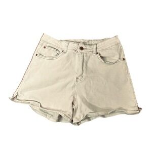 Copper Flash‎ Denim Shorts Size 8 30" Waist Beige with Brown Stitching Stretch